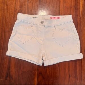 Crewcuts White Heart-Applique Denim Shorts